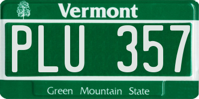 VT license plate PLU357