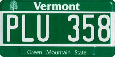 VT license plate PLU358