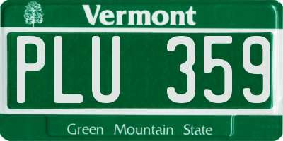 VT license plate PLU359