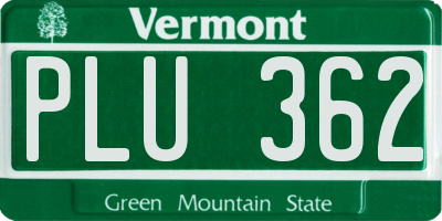 VT license plate PLU362