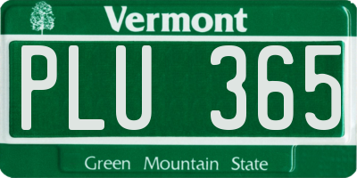 VT license plate PLU365