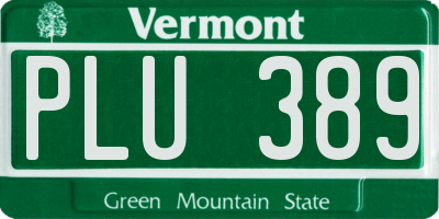 VT license plate PLU389