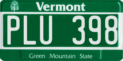 VT license plate PLU398