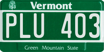 VT license plate PLU403