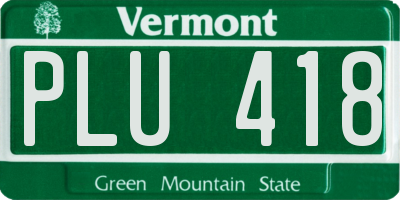 VT license plate PLU418