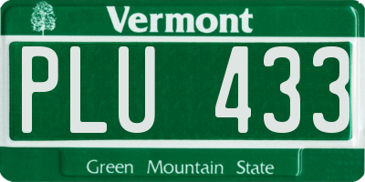 VT license plate PLU433