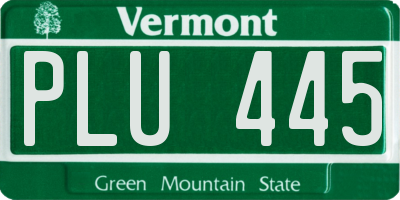 VT license plate PLU445