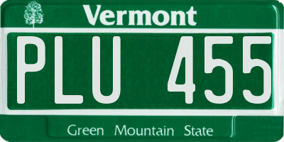 VT license plate PLU455