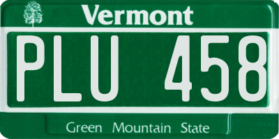 VT license plate PLU458