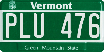 VT license plate PLU476
