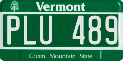 VT license plate PLU489