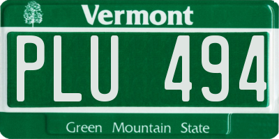 VT license plate PLU494