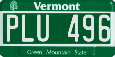 VT license plate PLU496