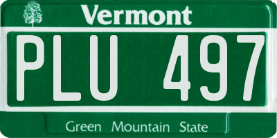 VT license plate PLU497