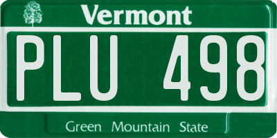 VT license plate PLU498