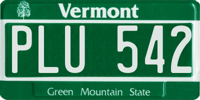 VT license plate PLU542