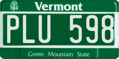 VT license plate PLU598