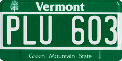 VT license plate PLU603