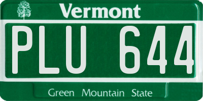 VT license plate PLU644