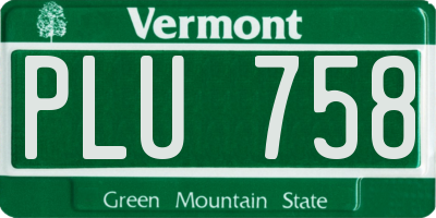 VT license plate PLU758