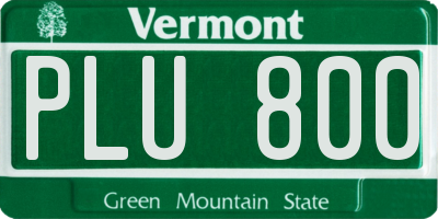 VT license plate PLU800
