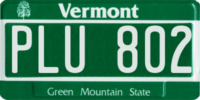 VT license plate PLU802