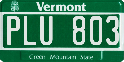 VT license plate PLU803
