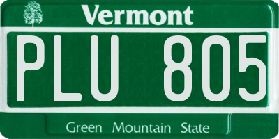 VT license plate PLU805