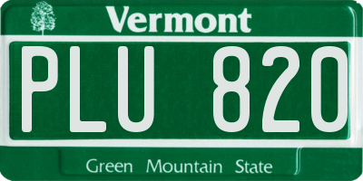 VT license plate PLU820