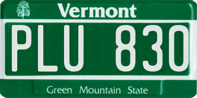 VT license plate PLU830