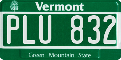 VT license plate PLU832