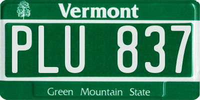 VT license plate PLU837