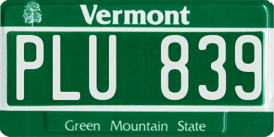 VT license plate PLU839