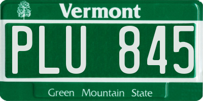 VT license plate PLU845