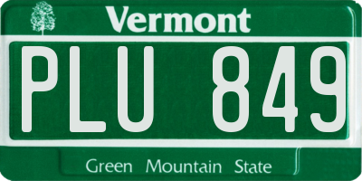 VT license plate PLU849
