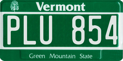 VT license plate PLU854