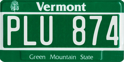 VT license plate PLU874