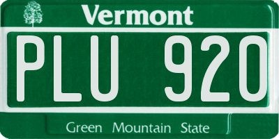 VT license plate PLU920
