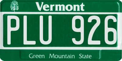 VT license plate PLU926