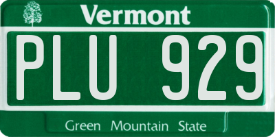 VT license plate PLU929