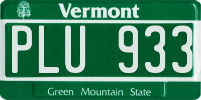 VT license plate PLU933