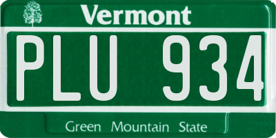 VT license plate PLU934