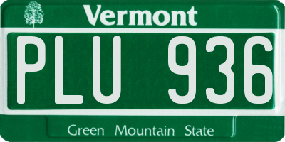 VT license plate PLU936