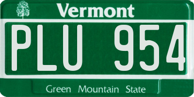 VT license plate PLU954