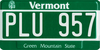 VT license plate PLU957