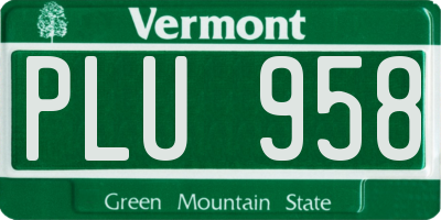 VT license plate PLU958