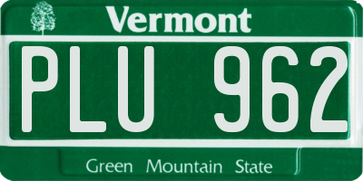 VT license plate PLU962