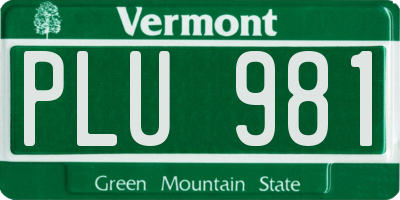 VT license plate PLU981