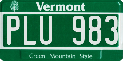 VT license plate PLU983