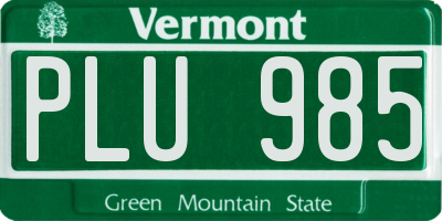VT license plate PLU985